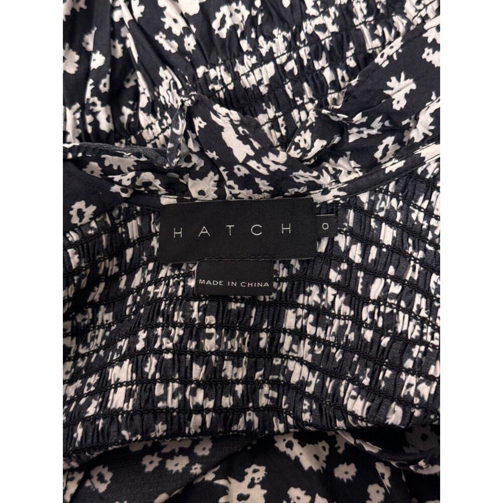 Hatch Dress 0 Womens Silk Blend Floral Print Ruffle Shoulder Cross Front Midi - Picture 7 of 8